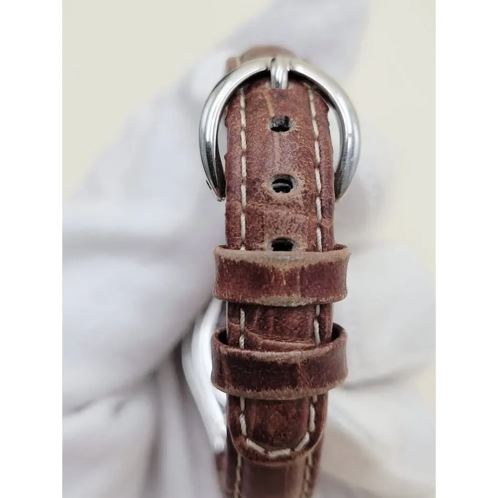 Ecclissi 22650 Women's Sterling Silver Watch Mother of Pearl Dial Brown Leather